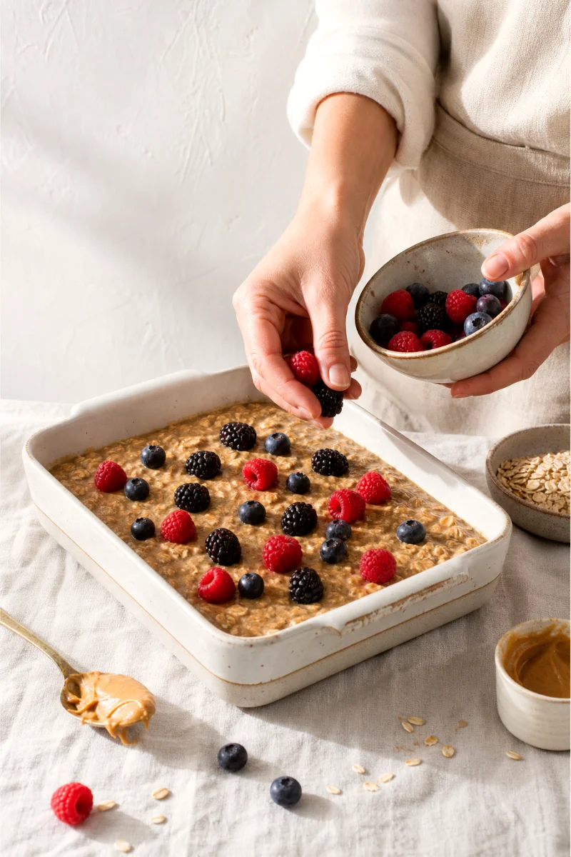 peanut-butter-banana-baked-oatmeal-process