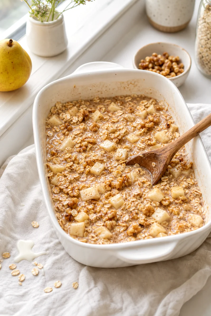 pear-walnut-baked-oatmeal-mixing-process
