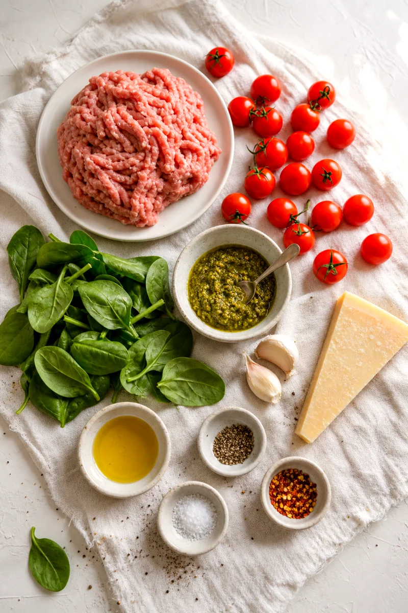 pesto-turkey-cherry-tomato-skillet-ingredients