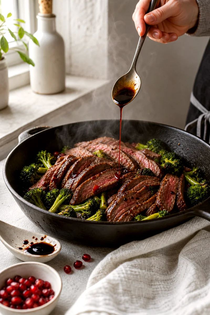 pomegranate-balsamic-flank-steak-cooking-process