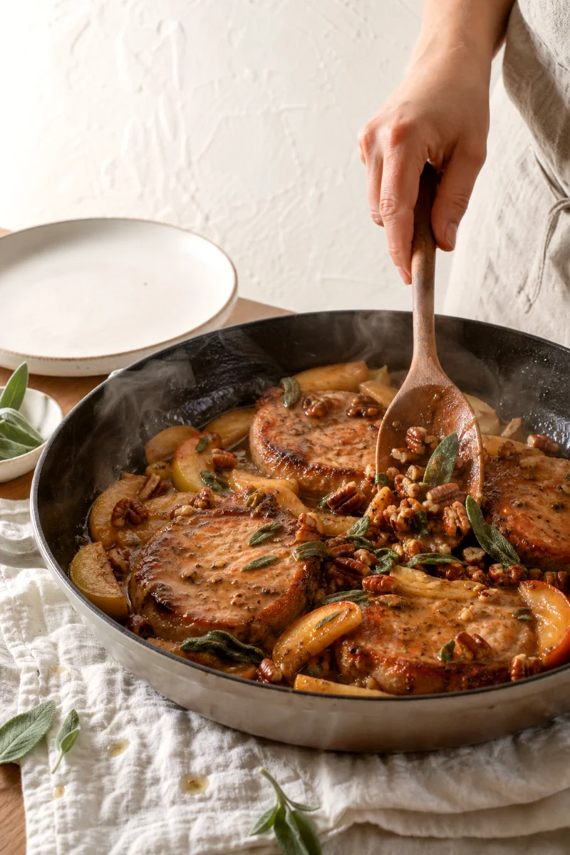 pork-chops-apples-pecans-sage-cooking-process