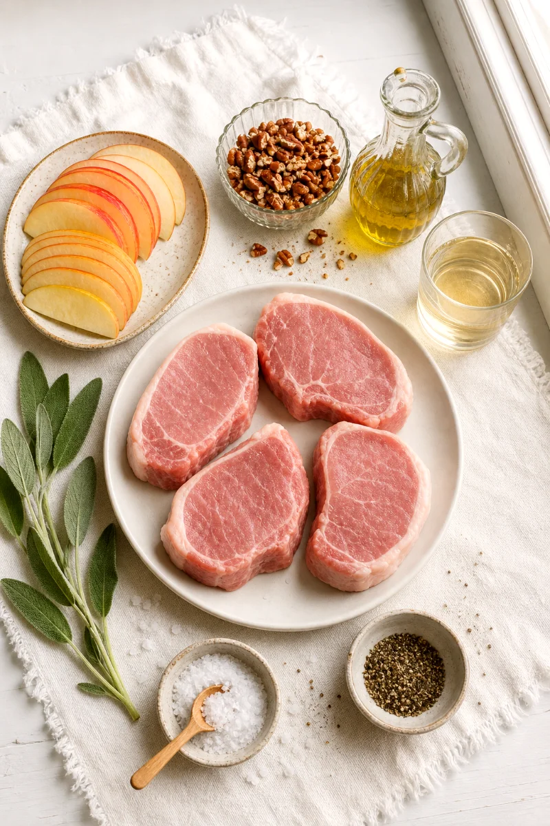 pork-chops-pecans-apples-sage-ingredients
