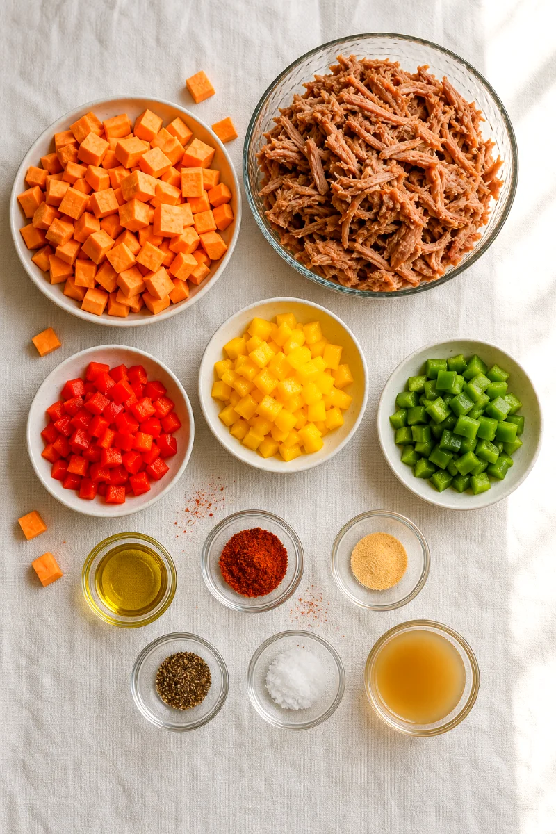pulled-pork-sweet-potato-skillet-ingredients