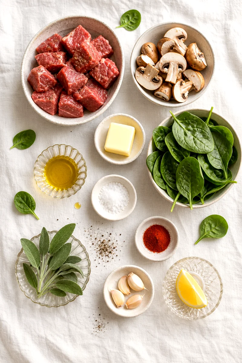 sage-butter-steak-mushrooms-ingredients
