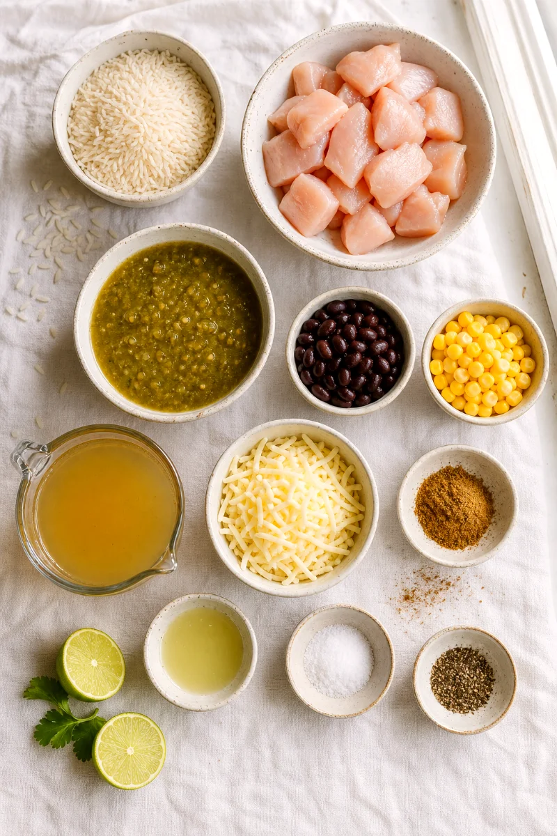 salsa-verde-casserole-ingredients-flat-lay