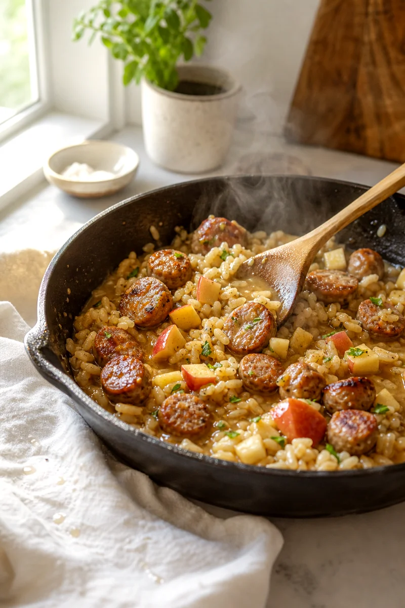 sausage-apple-skillet-cooking-process