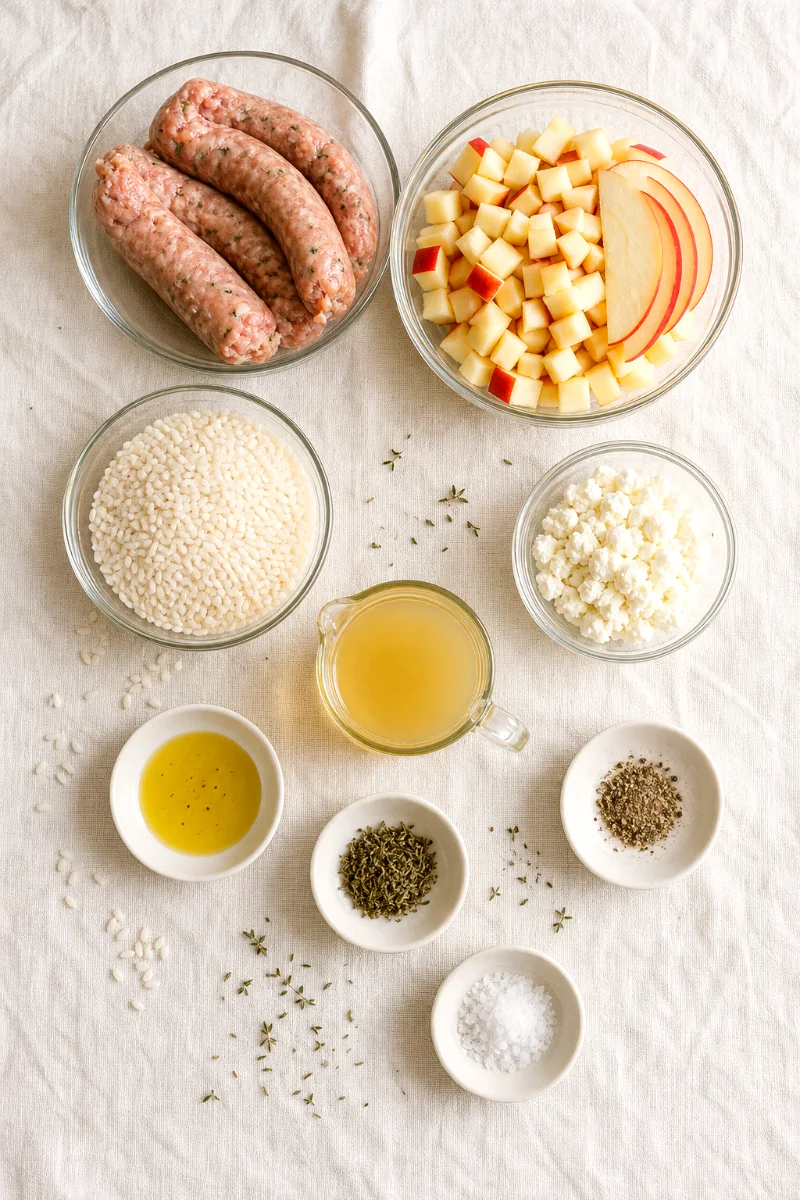 sausage-apple-skillet-ingredients-flat-lay