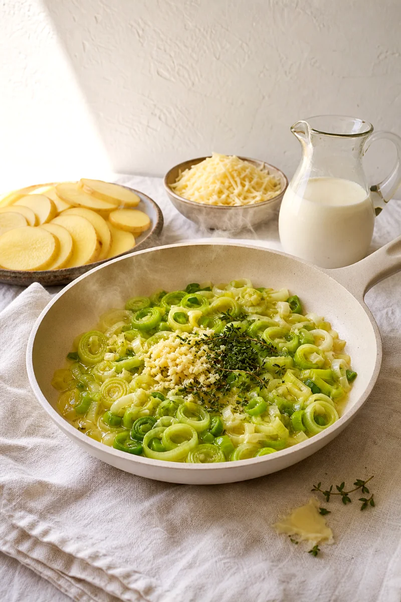 sauteed-leeks-garlic-thyme-casserole-process