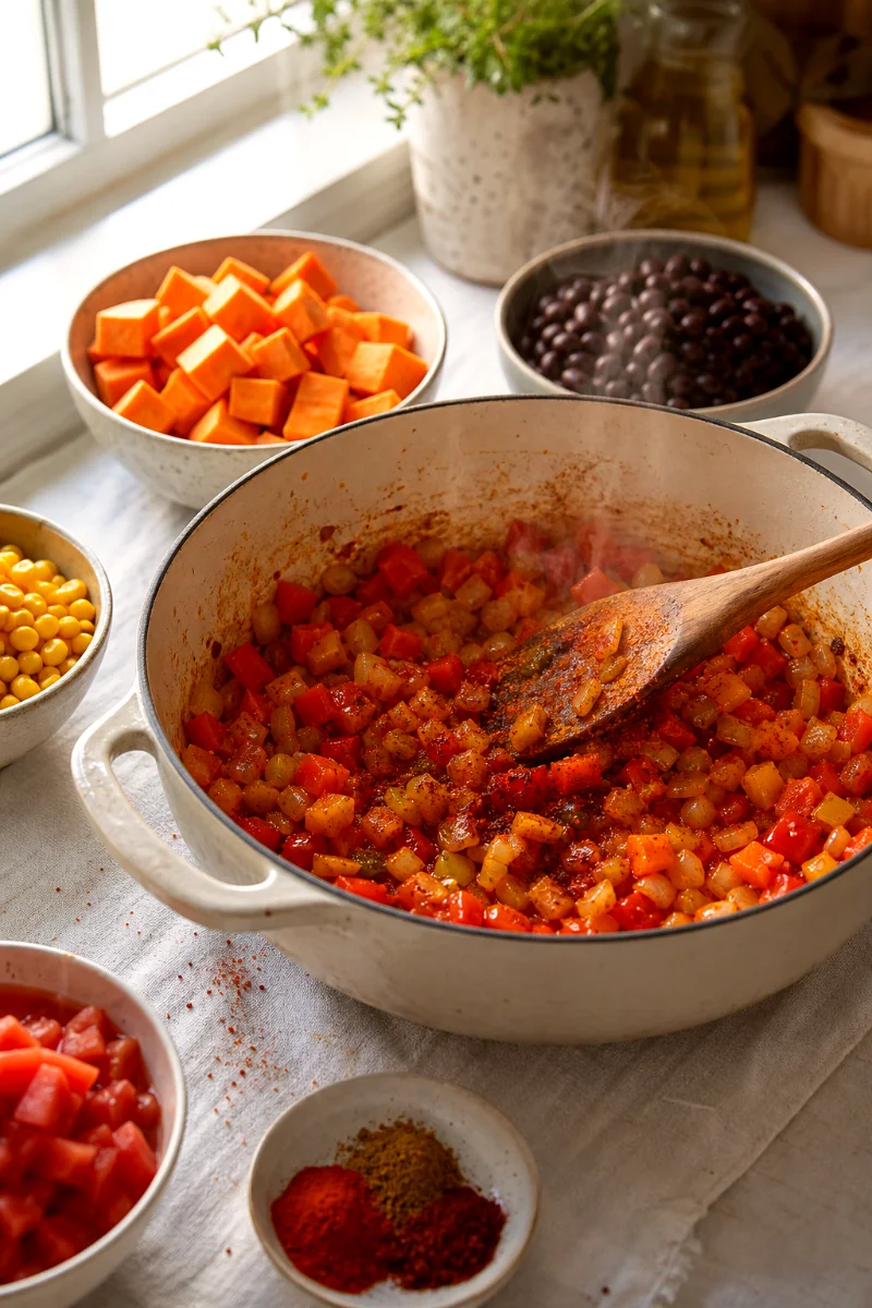 sauteed-peppers-onions-chili-process