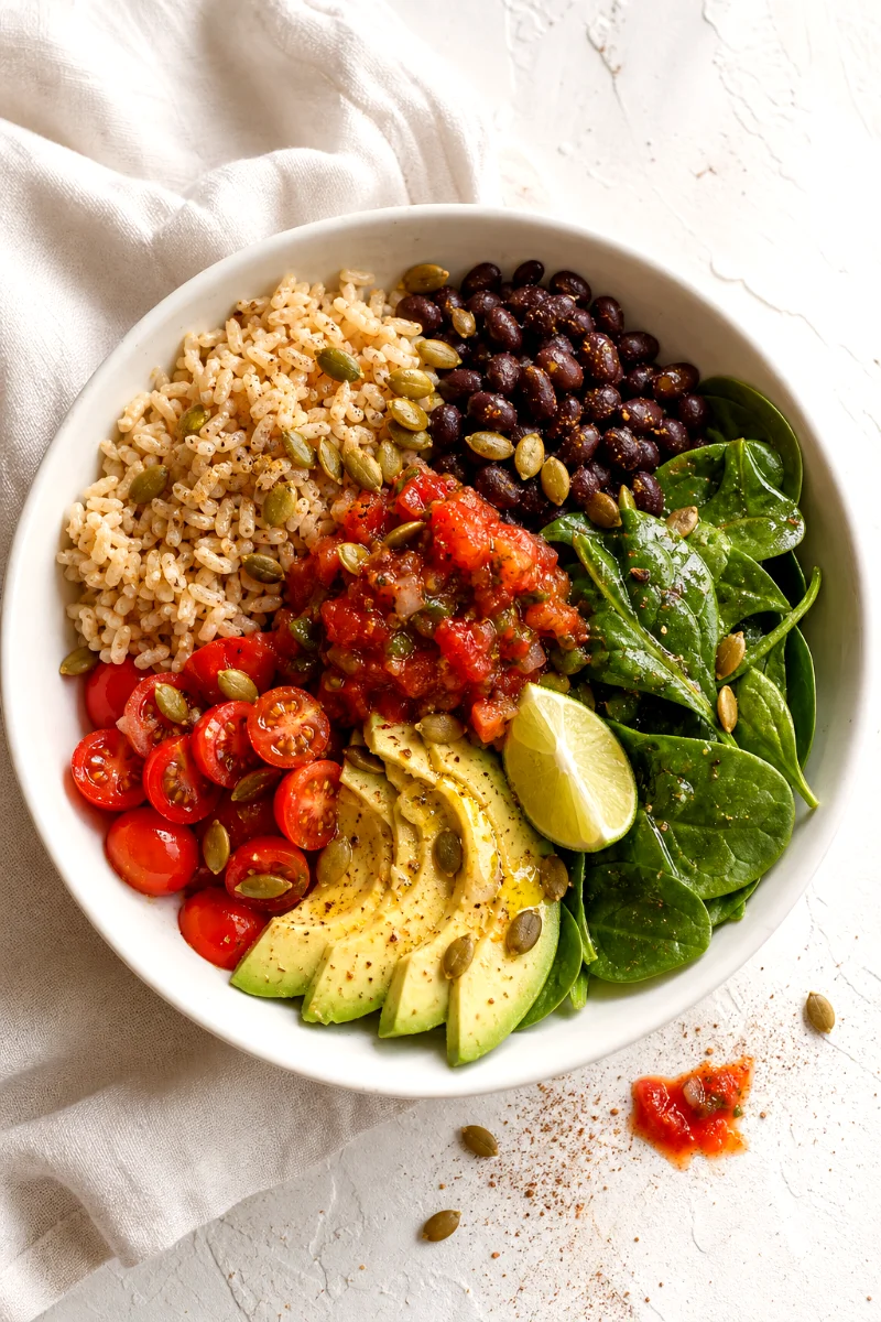 savory-black-bean-breakfast-bowl-top-down