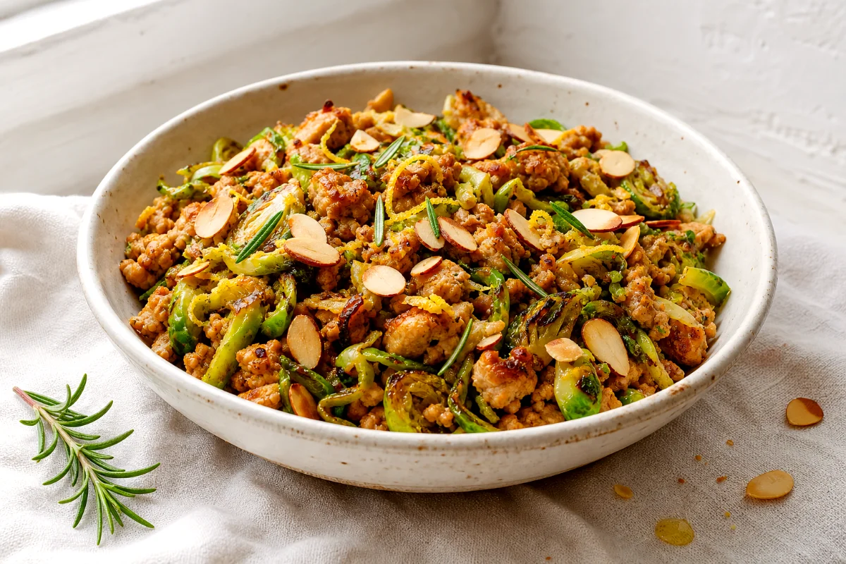 shaved-brussels-rosemary-chicken-skillet