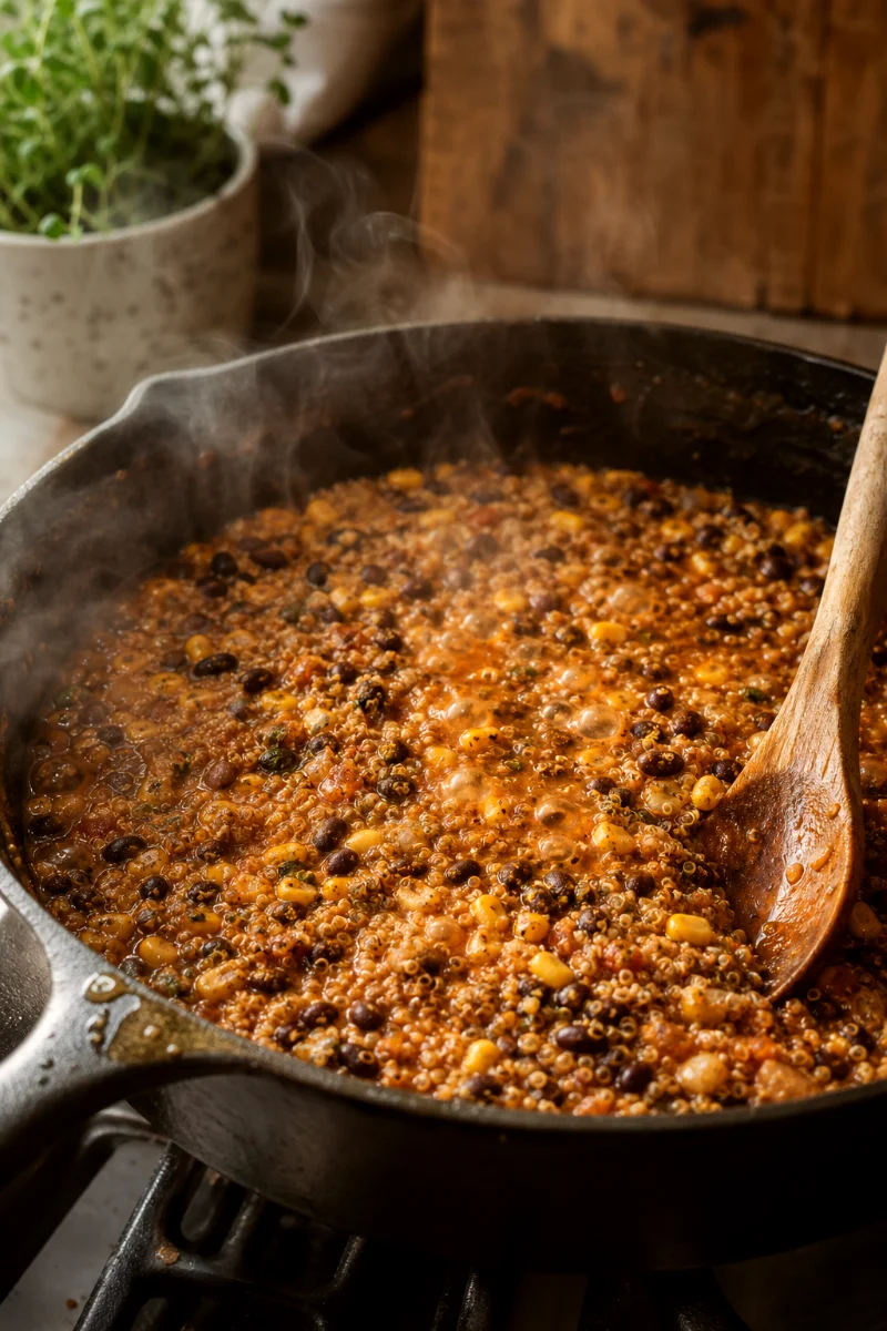 southwest-quinoa-skillet-simmering