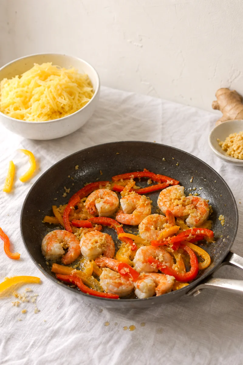 spaghetti-squash-shrimp-stir-fry-cooking-process