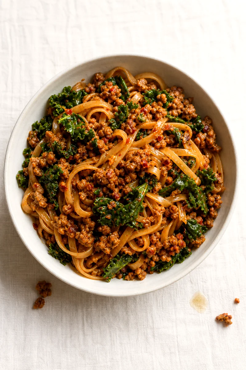 spicy-pork-brown-rice-noodles-bowl