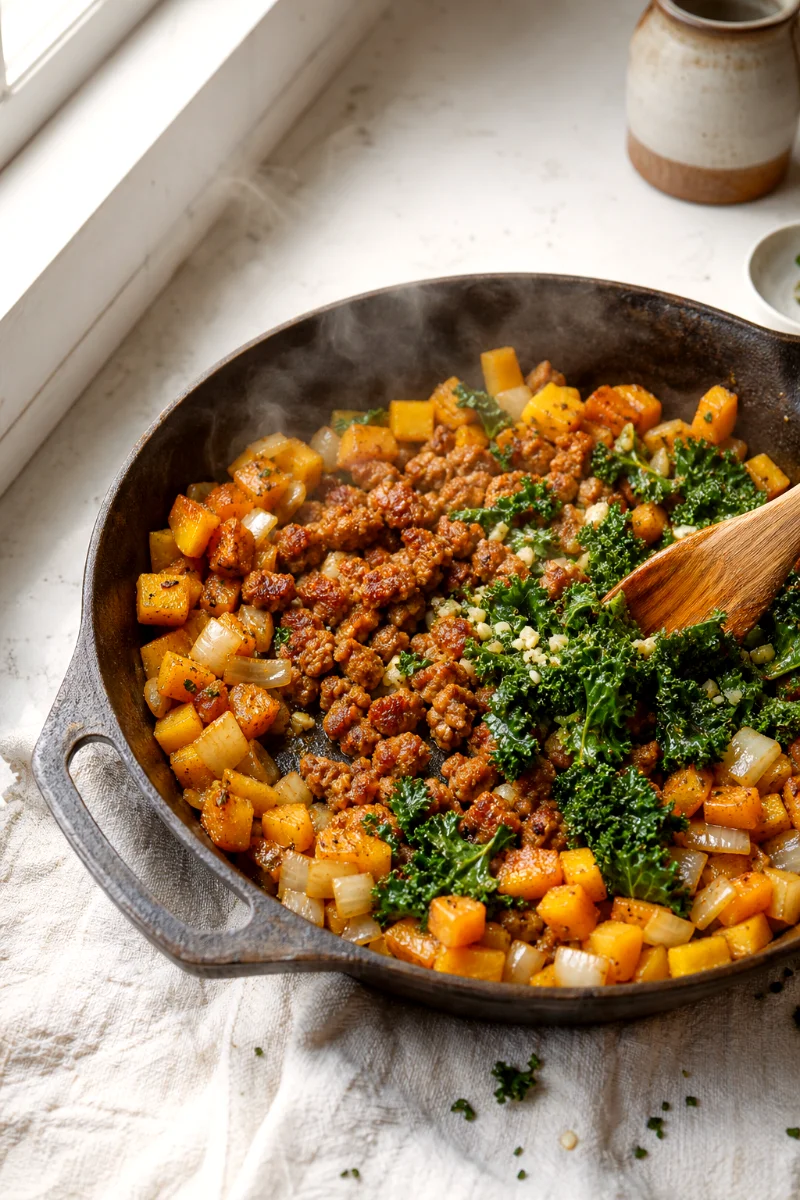 spicy-sausage-acorn-squash-cooking-process