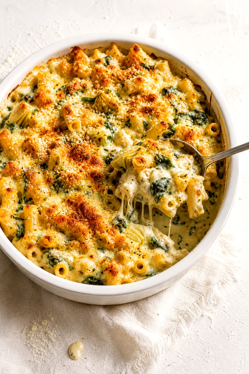 spinach-artichoke-baked-ziti-top-down