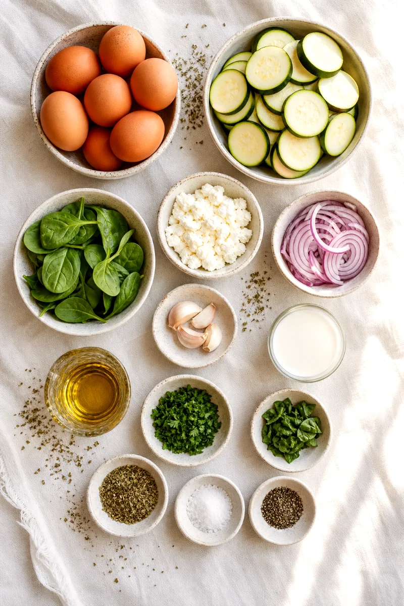 spinach-goat-cheese-zucchini-frittata-ingredients