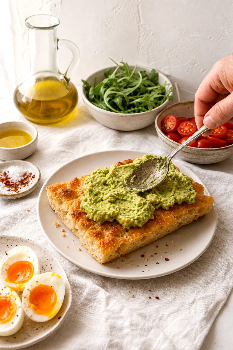 spreading-avocado-on-focaccia