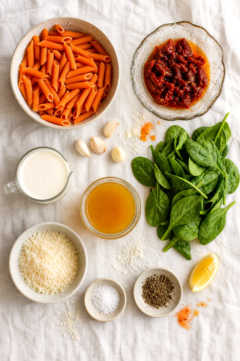 sun-dried-tomato-red-lentil-pasta-ingredients