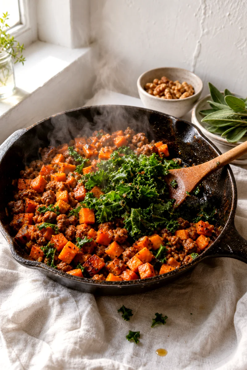 sweet-potatoes-sausage-kale-cooking-process