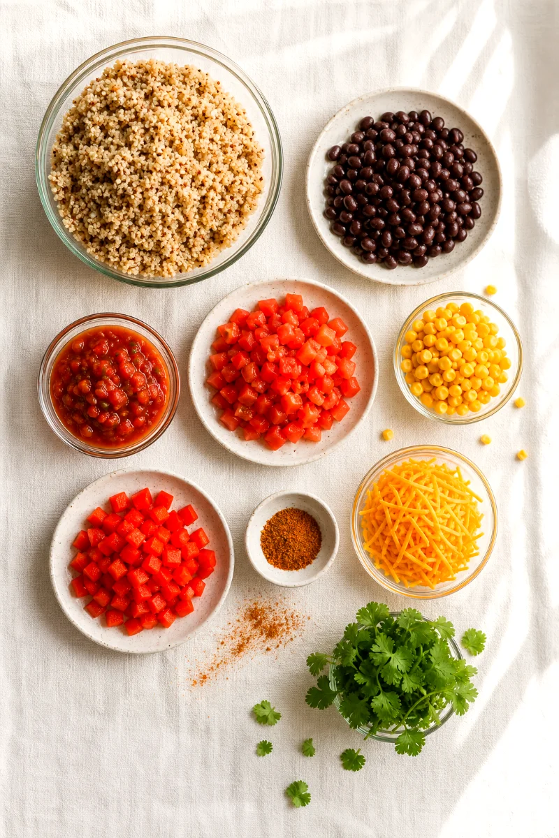 taco-quinoa-casserole-ingredients-flat-lay
