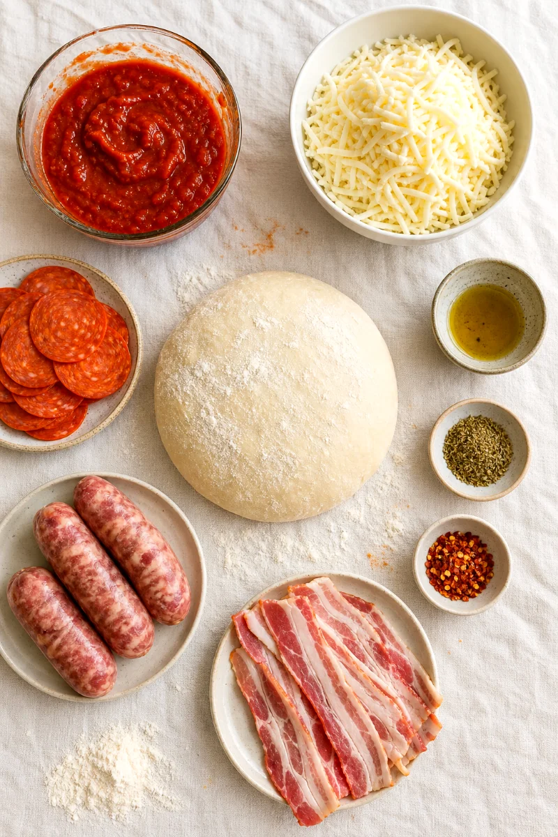 three-meat-carnivore-pan-pizza-ingredients