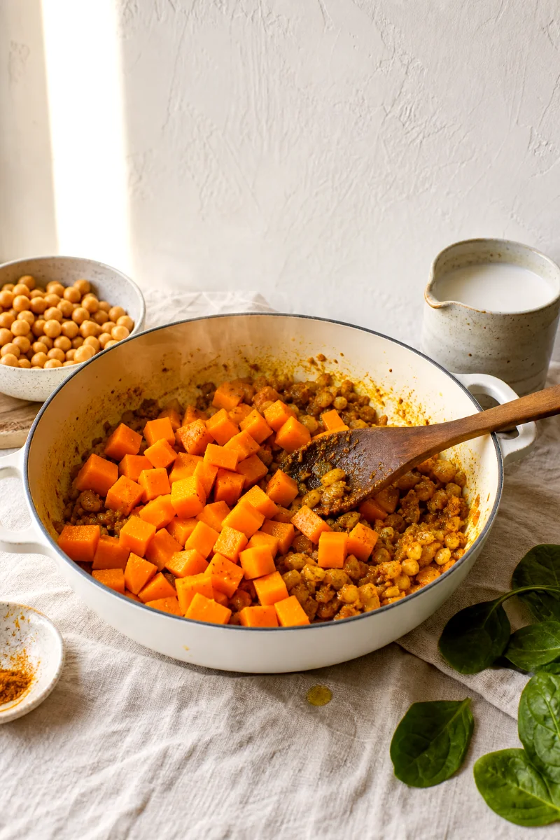toasting-curry-paste-butternut-squash
