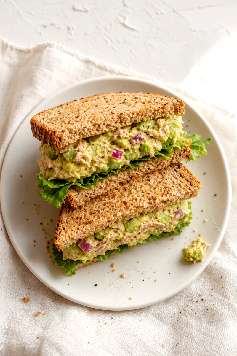 top-down-avocado-tuna-salad-sandwich