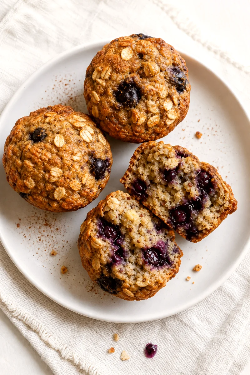 top-down-blueberry-banana-high-fiber-muffins