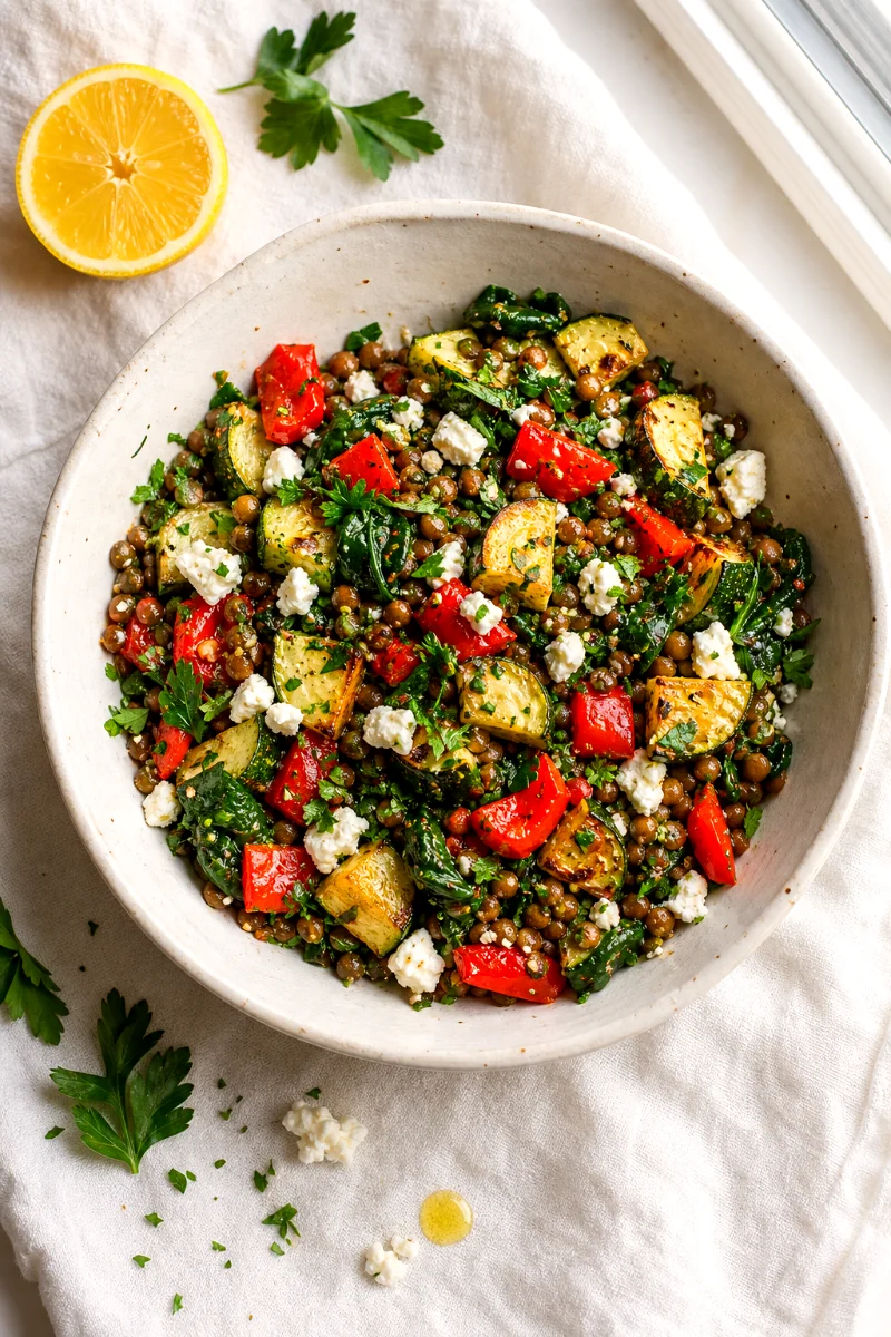 top-down-lemony-lentil-roasted-vegetable-salad