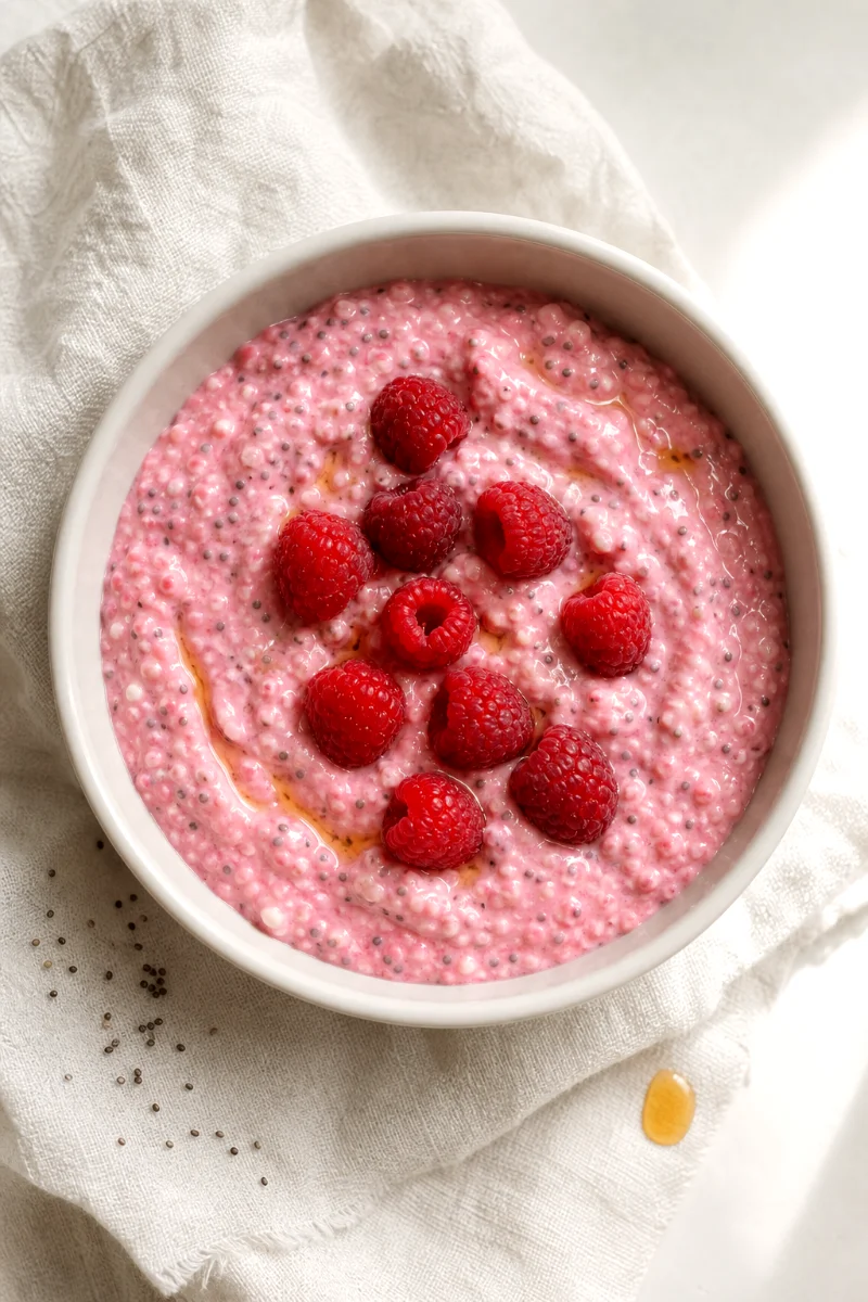 top-down-raspberry-cottage-cheese-chia-pudding
