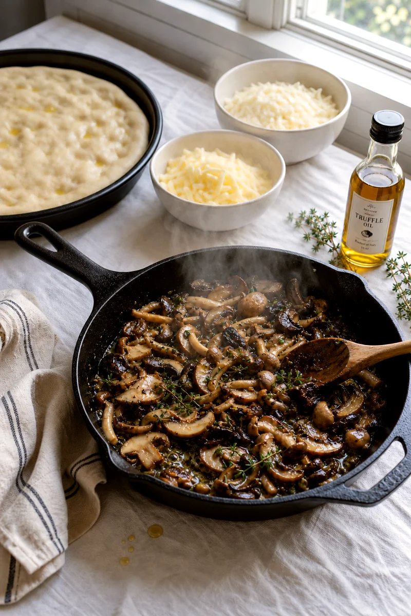 truffle-mushroom-pan-pizza-cooking-process