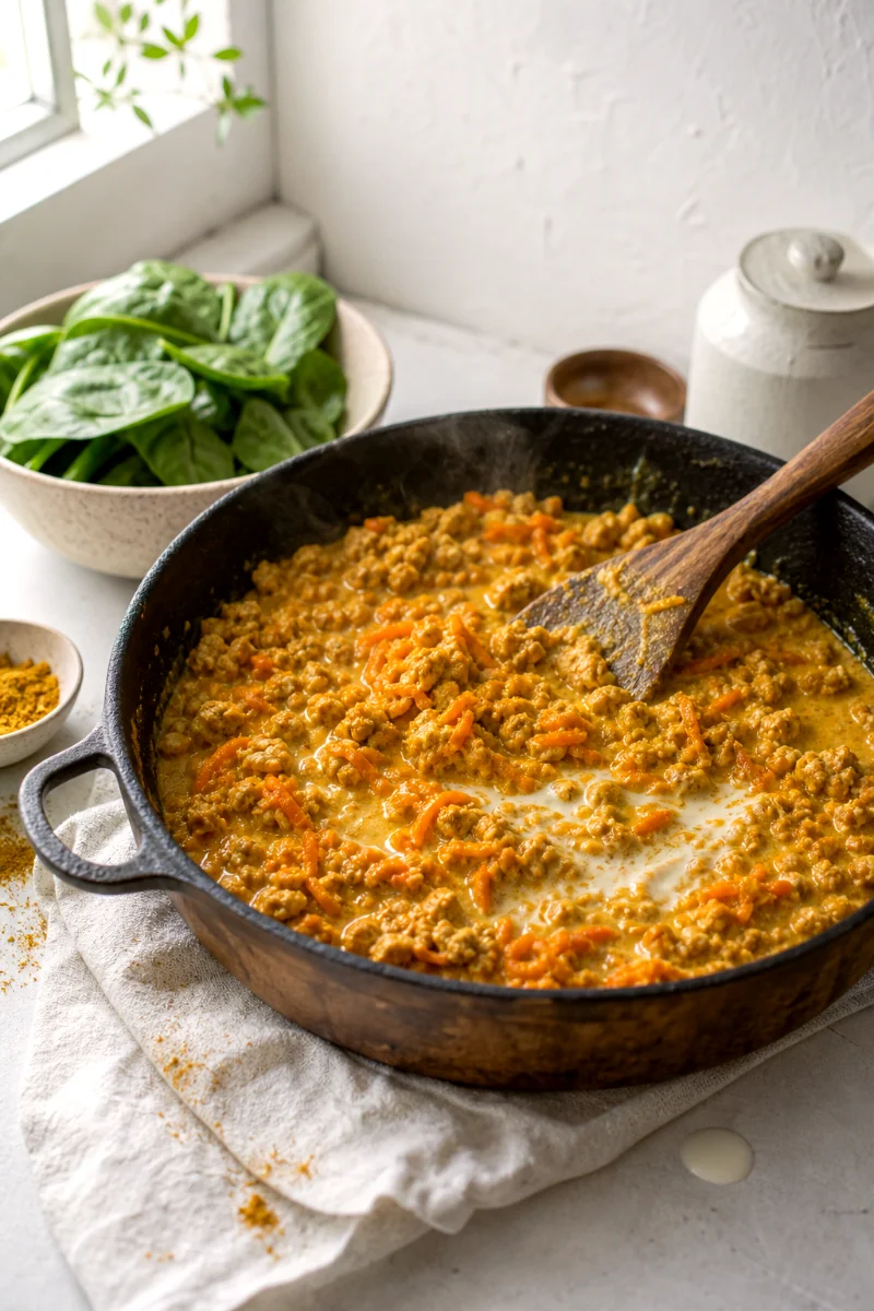turkey-curry-sweet-potato-skillet-cooking-process