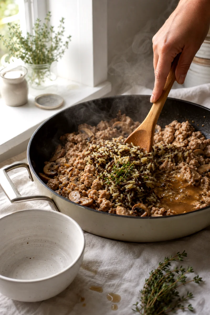 turkey-wild-rice-skillet-cooking-process