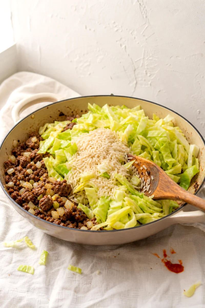 unstuffed-cabbage-roll-casserole-cooking-process