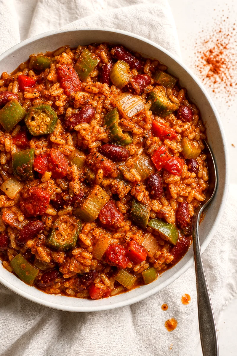 vegan-red-bean-jambalaya-top-down