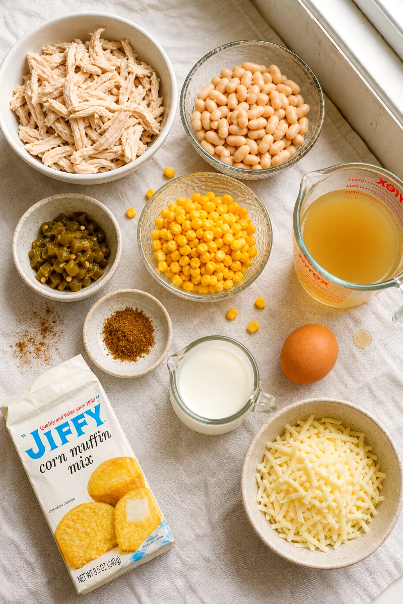 white-chicken-chili-cornbread-casserole-ingredients