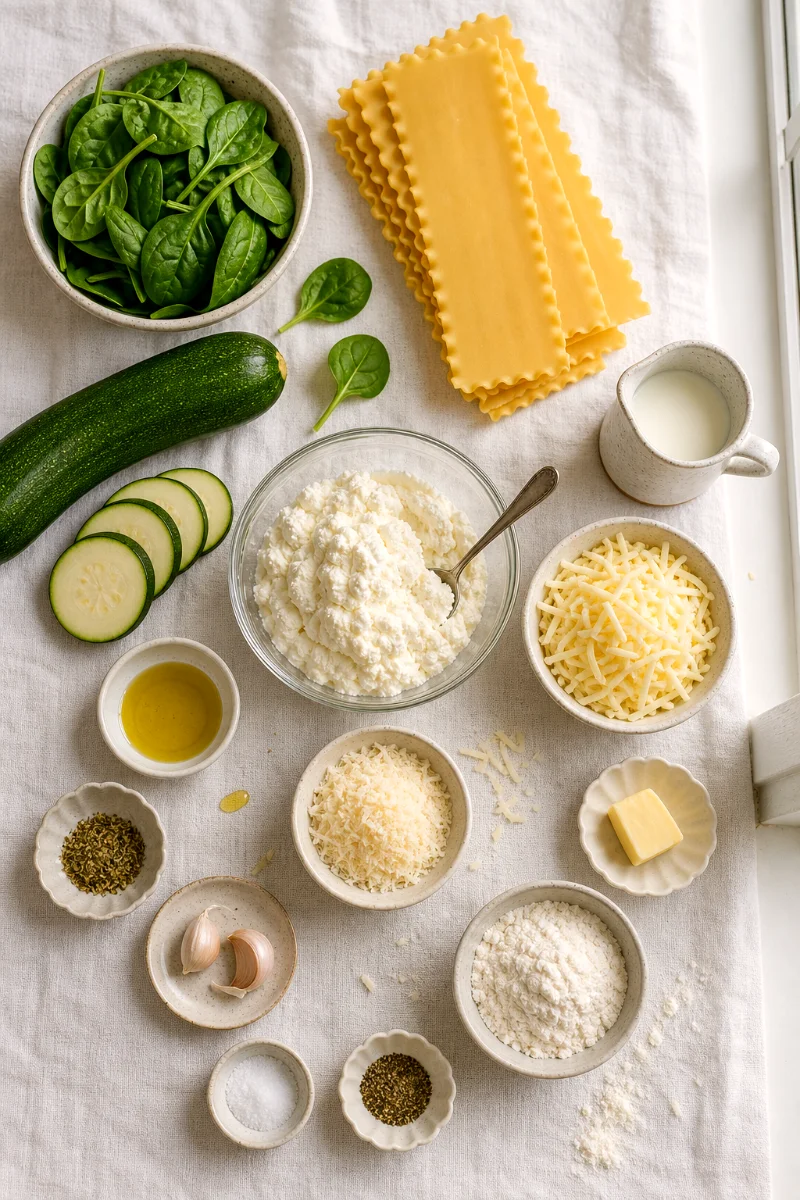 zucchini-spinach-lasagna-ingredients