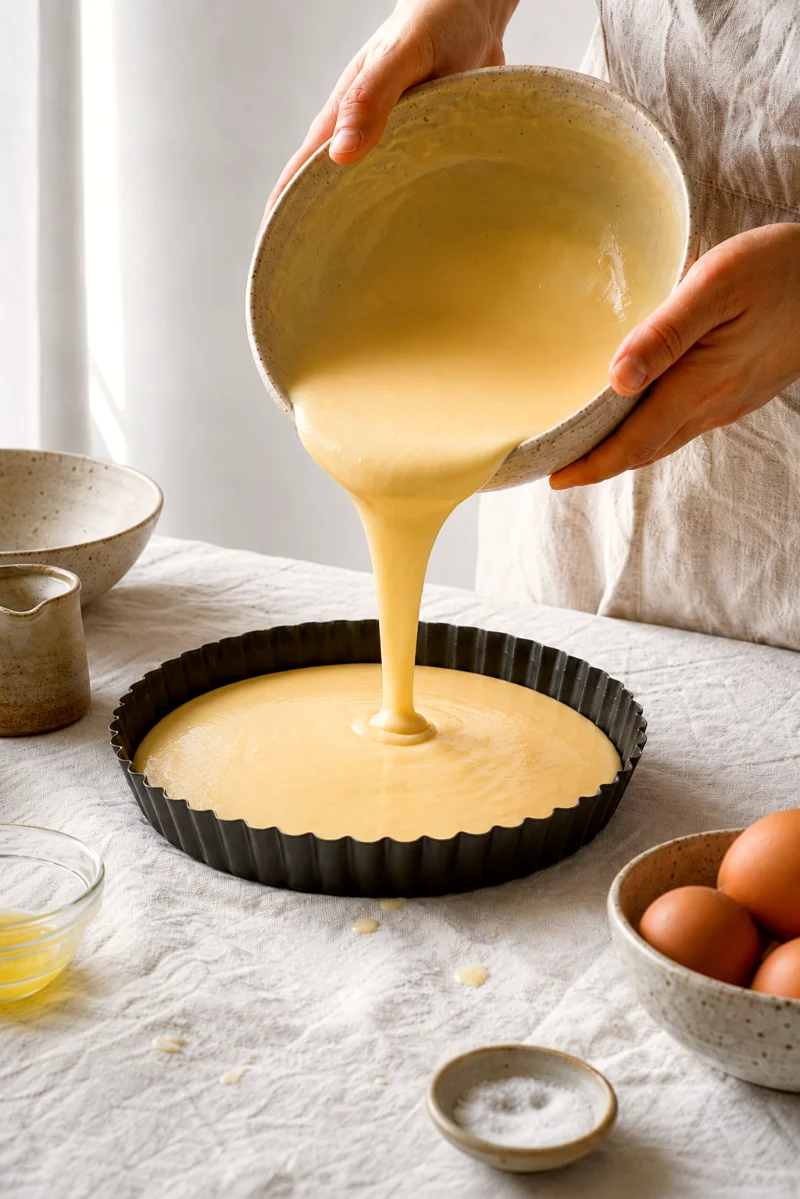 creamy-cheese-tart-batter-pouring