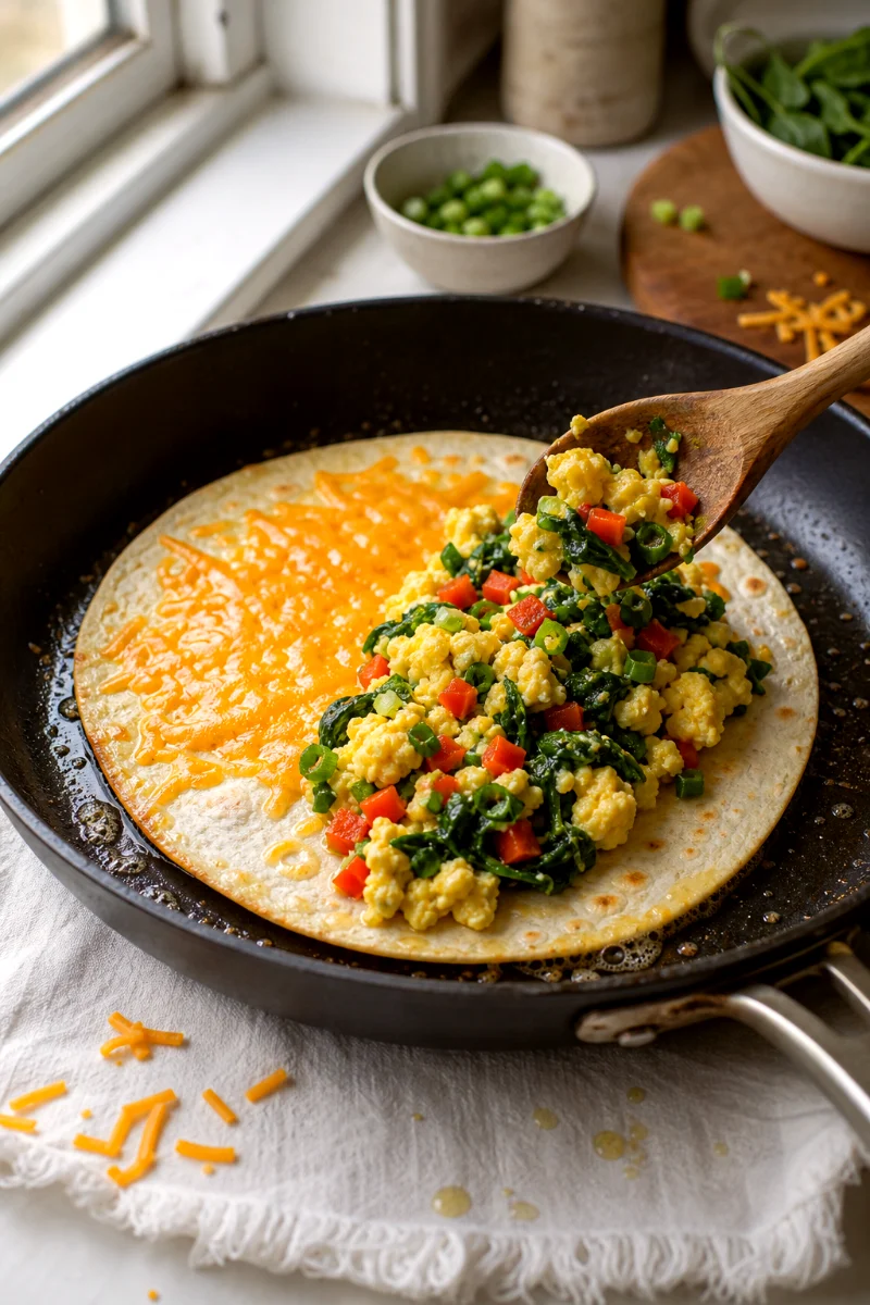 crispy-breakfast-quesadilla-cooking-process