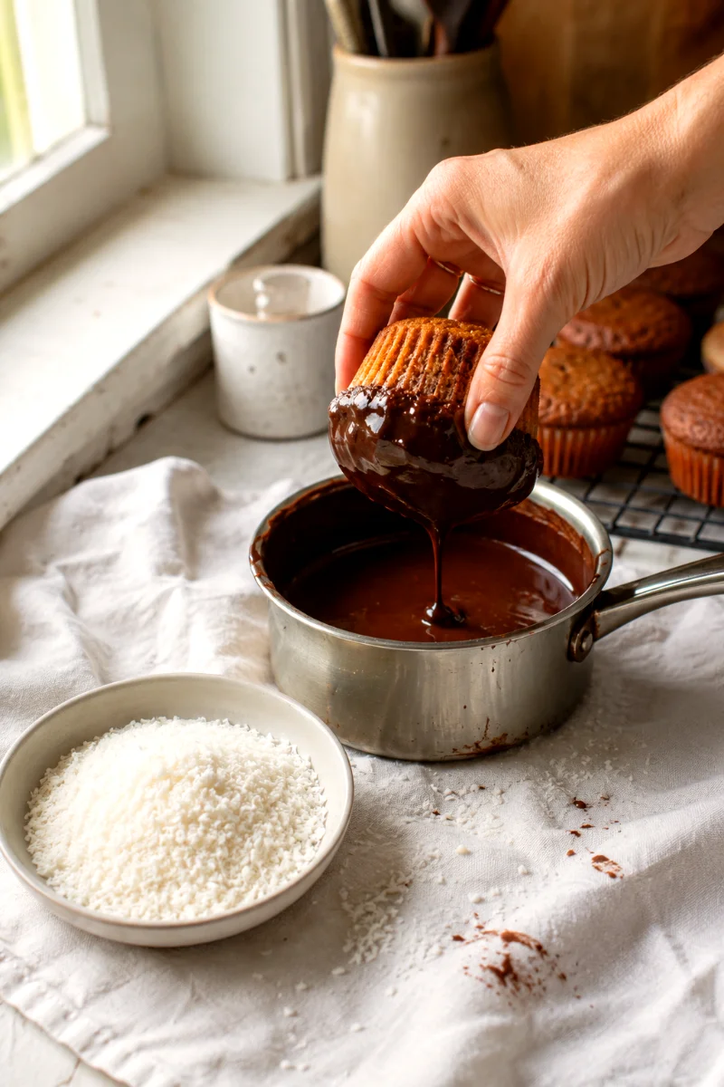 dipping-coconut-chocolate-muffins