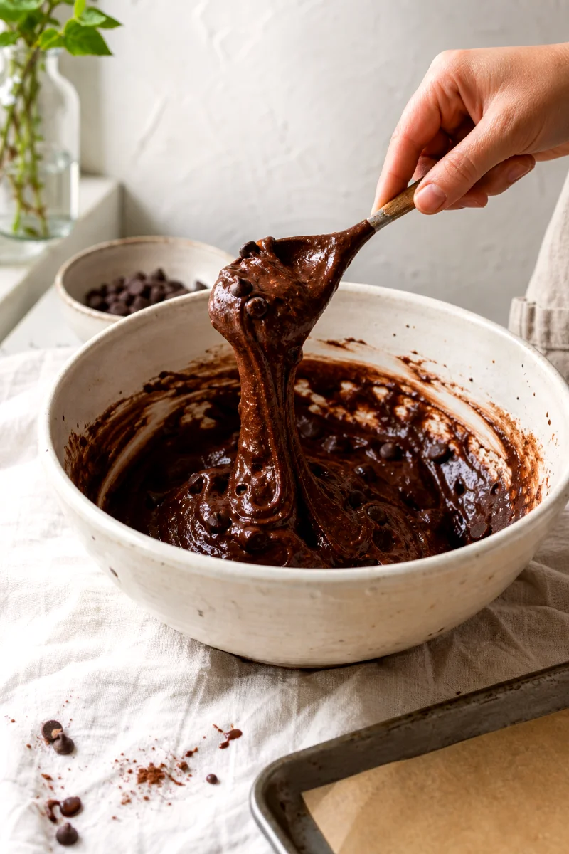 flourless-chocolate-chip-cookie-batter-process