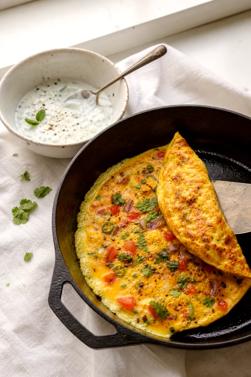 masala-omelette-cooking-process