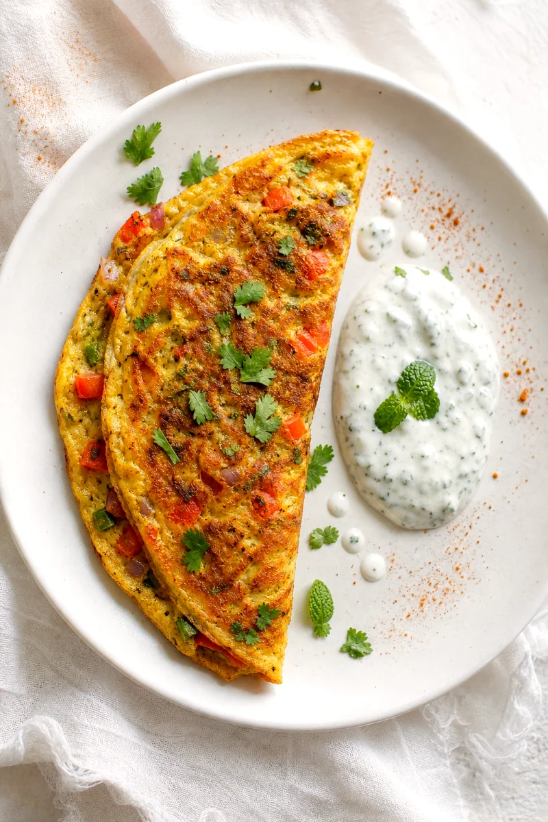 masala-omelette-mint-yogurt-top-down