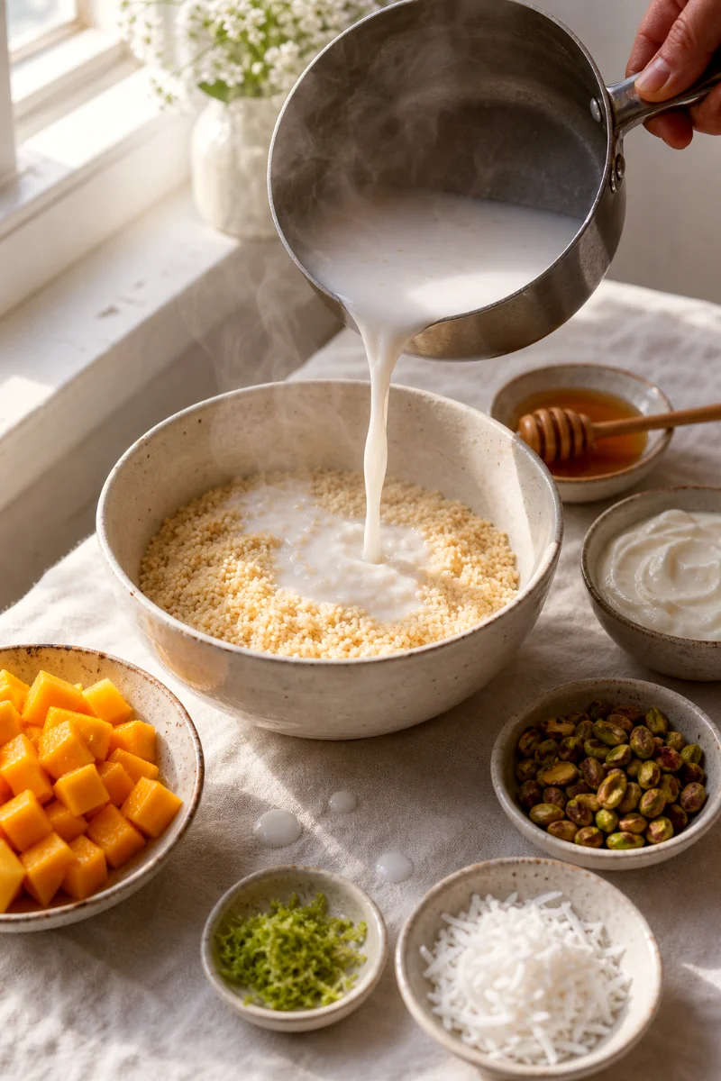 pouring-coconut-milk-over-couscous