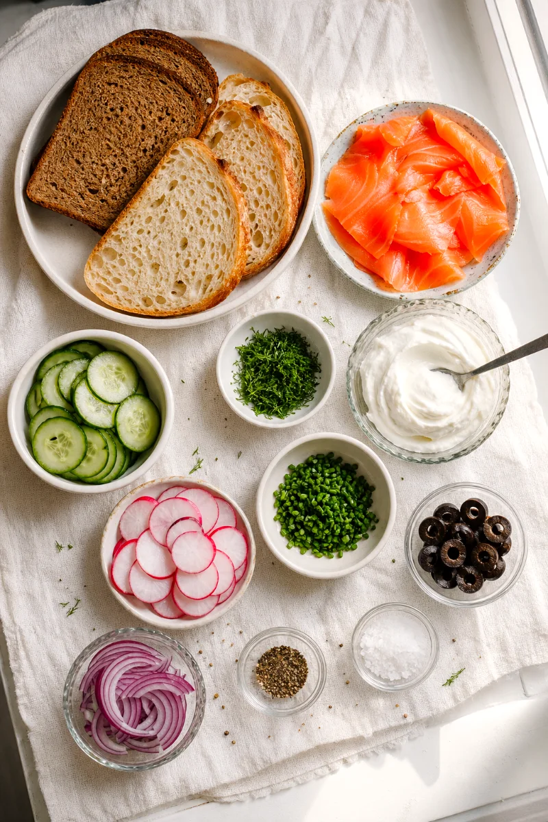 smoked-salmon-sandwich-ingredients-flat-lay