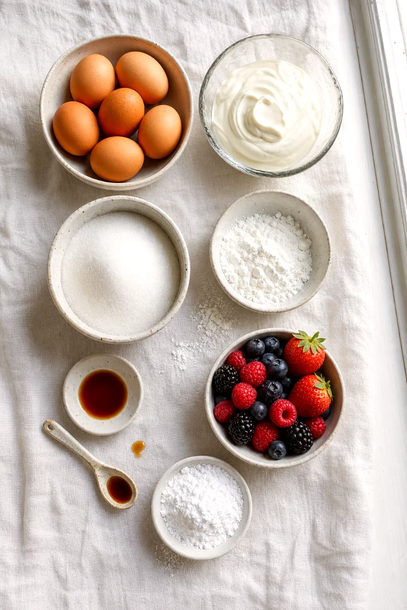 sour-cream-cake-ingredients-flat-lay
