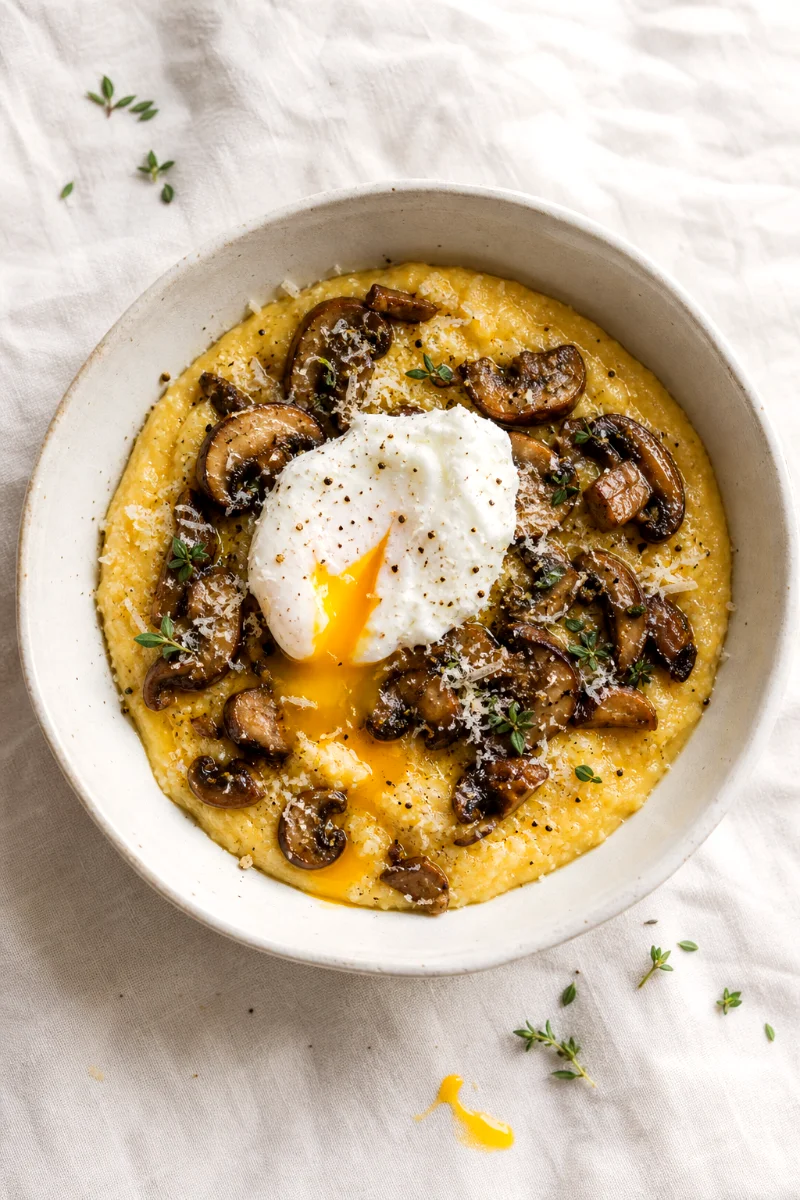 top-down-creamy-polenta-mushrooms-egg