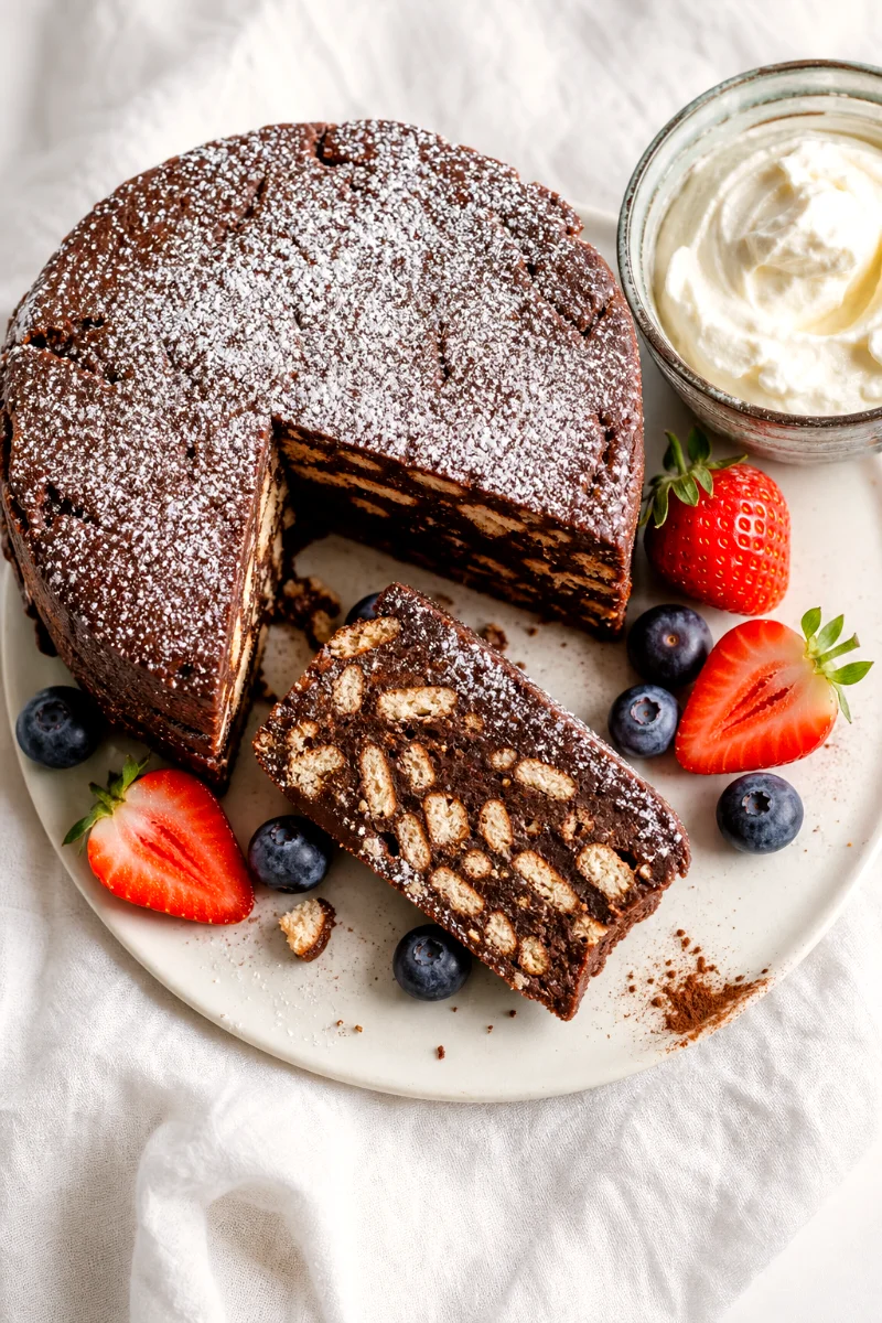 top-down-no-bake-chocolate-biscuit-cake
