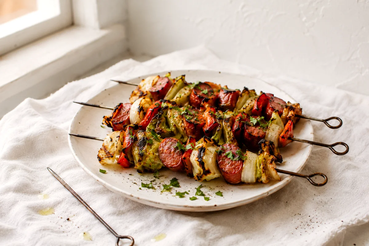 grilled-cabbage-kebabs-sausage-peppers